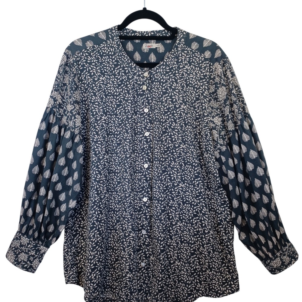 Faherty Organic Cotton Block Print Tunic Shirt Women's XL